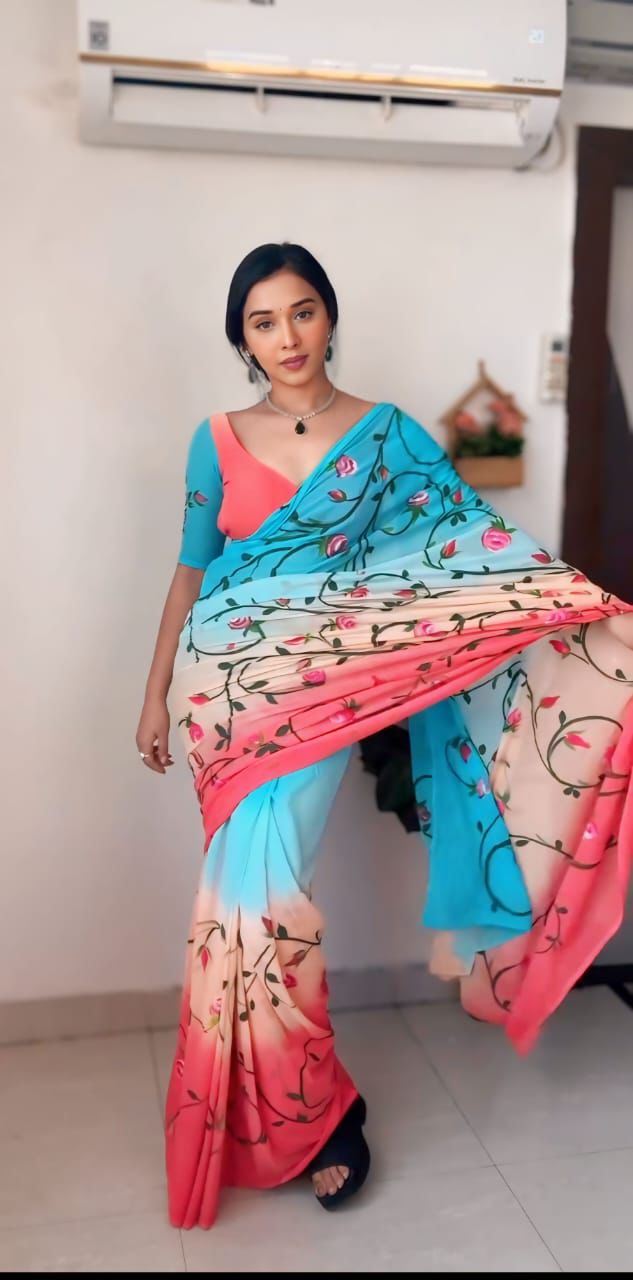 SF 706 Printed Georgette Silk Sarees Wholesale Price In Surat